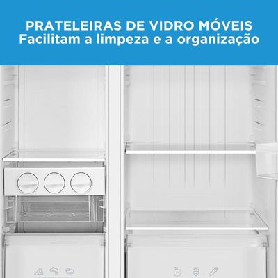 Geladeira Midea Side by Side Inverter Inox Conectada 511L 110V MD-RS710FGD461