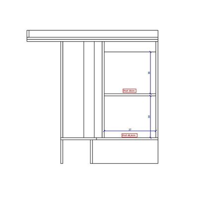 Balcão De Canto Milla 1 Porta Nog/cinza 94cm Carraro