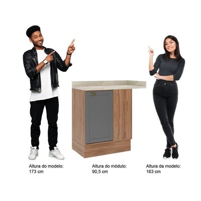 Balcão De Canto Milla 1 Porta Nog/cinza 94cm Carraro