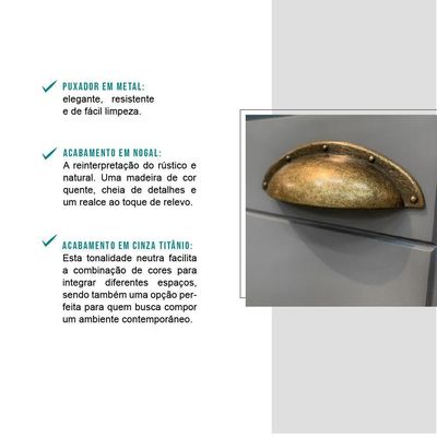 Balcão De Canto Milla 1 Porta Nog/cinza 94cm Carraro