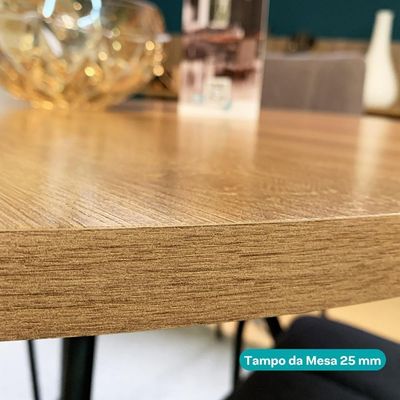 Conjunto Sala De Jantar 6 Cadeiras Manila Carraro Freijó Areia Rosê
