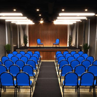 Kit 10 Cadeiras Hoteleiras Auditório Empilhável Sintético M23 Azul - Mpozenato