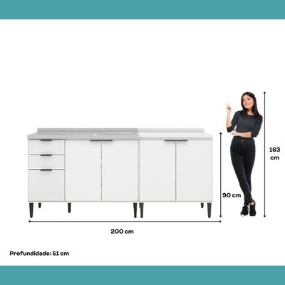 Conjunto Balcões Miami Mood Carraro Branco
