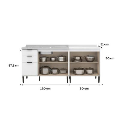 Conjunto Balcões Miami Mood Carraro Branco