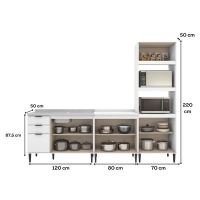 Conjunto Balcões Miami Sunset Carraro Branco