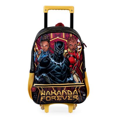 Mochila Escolar Masculina De Rodinhas Pantera Negra U / Preto