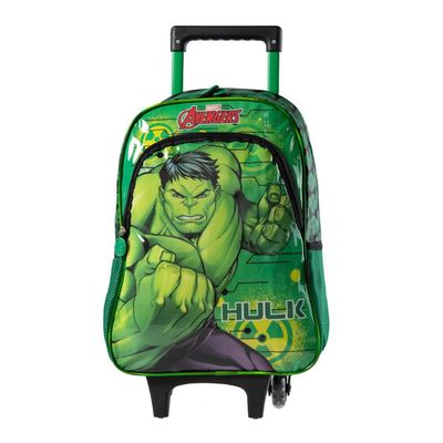 Mochila Escolar Masculina de Rodinhas Hulk U / Verde