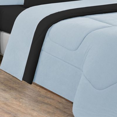 Edredom Malha 100% Algodão Gran Moratta 1 Peça Queen - design na cor Azul Bebê-preto