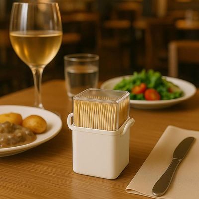 Kit 6 Paliteiros de Mesa 5x4x9cm Branco Plástico Coza 70ml Restaurante Lancheria Bar