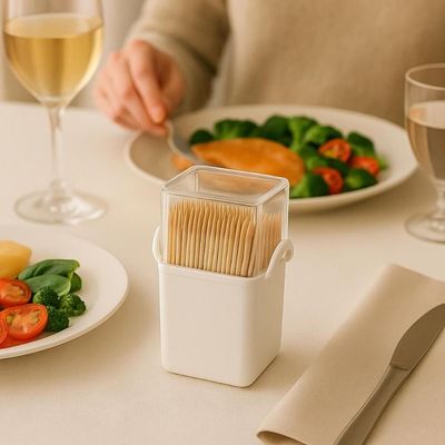 Kit 6 Paliteiros de Mesa 5x4x9cm Branco Plástico Coza 70ml Restaurante Lancheria Bar