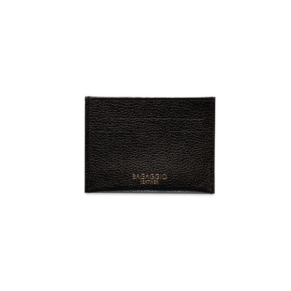 Porta Cartão Slim em Couro Pequeno Basic Preto P / Preto