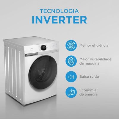 Lava e Seca 11kg Branca Slim HealthGuard Conectada Midea MF201D110WB/WK-01 110V