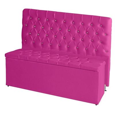 Kit Estrela Cabeceira De Cama Box Casal 140 Cm + Calçadeira Baú Suede Rosa Pink Do Lar Móveis E Decoração