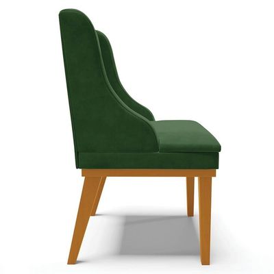 Kit 6 Cadeiras Estofadas Para Sala De Jantar Base Fixa De Madeira Castanho Lia Suede Verde - Ibiza