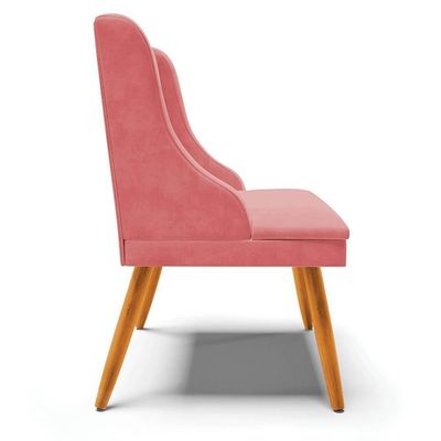 Kit 2 Cadeiras Estofadas Para Sala De Jantar Pés Palito Lia Suede Rosê - Ibiza