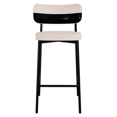 Banqueta Alta Bar Estofada Kit 3 Ella M25 Linho Palha-preto - Mpozenato