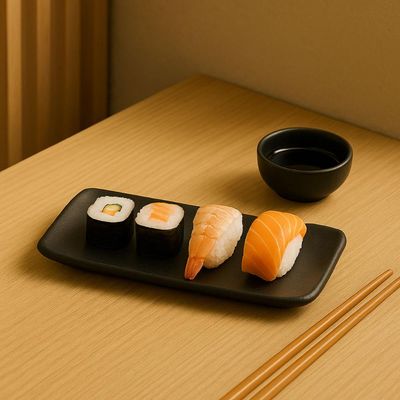 Kit 2 Travessas Cerâmica 22x9cm Orgânico Preto Matte Porto Brasil Sushi Bar