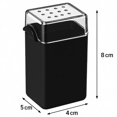 Kit Saleiro Pimenteiro Paliteiro Mesa Preto Coza Porta Condimentos Dispenser Palitos