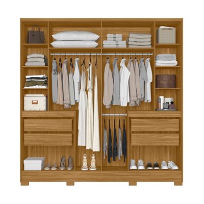 Guarda-Roupa 10 Portas 4 Gavetas com Espelho Moval Alasca Freijo/Offwhite