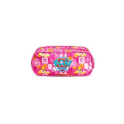 Estojo Escolar Feminino Médio Patrulha Canina Skye 3 Compartimentos Rosa U / Rosa