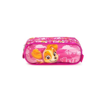 Estojo Escolar Feminino Médio Patrulha Canina Skye 3 Compartimentos Rosa U / Rosa