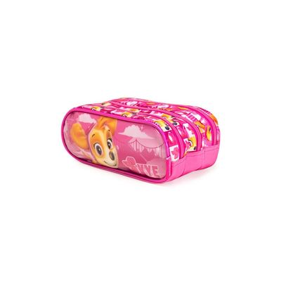 Estojo Escolar Feminino Médio Patrulha Canina Skye 3 Compartimentos Rosa U / Rosa