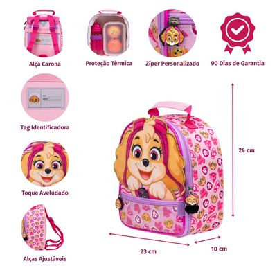 Lancheira Térmica Feminina Patrulha Canina Skye Baby Rosa U / Rosa