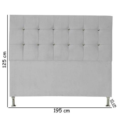 Cabeceira De Cama Box Cristal King 195 Cm Botão Strass Suede Rosê Do Lar Móveis