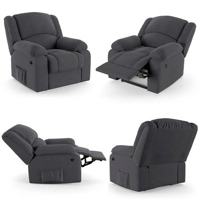 Poltrona Do Papai Reclinável Pietra Power Elétrica Massagem Fh9 Veludo Cinza - Mpozenato