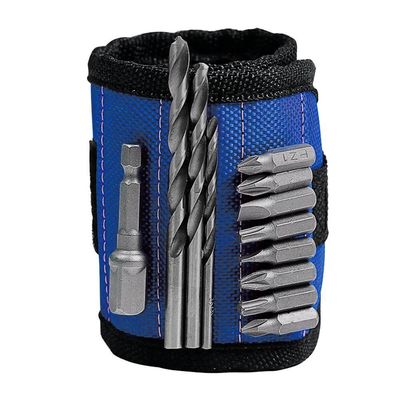 Pulseira Magnética Com Imã Segura Prego Parafuso Brocas Azul