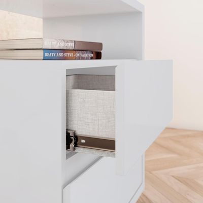 Kit 2 Mesas De Cabeceira 2 Gavetas 48 Cm Campeche Henn Branco