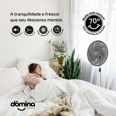 Ventilador Pedestal Coluna 60 Cm 8 Hélices Pás Bivolt Oscilante Dômina