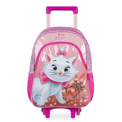 Mochila Escolar Feminina de Rodinhas Gata Marie Rosa U / Rosa
