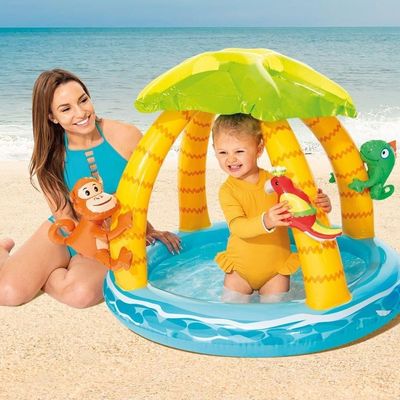 Piscina Inflável Ilha Tropical Infantil Com Cobertura 45 Litros Intex