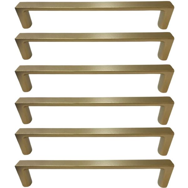 Kit 6 Puxadores Oeiras 13,5cm Dourado Fosco Torralba Gavetas Roupeiros Armários Cozinha