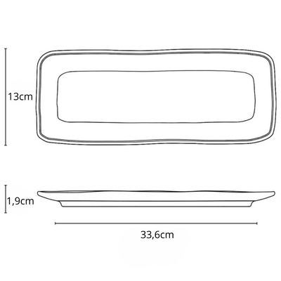 Kit 6 Bandejas Cerâmica Servir Sushi Sashimi 33x13cm Preto Travessa Porto Brasil