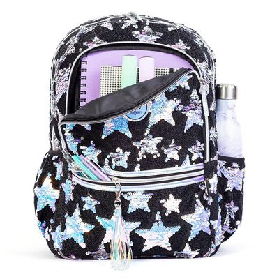 Mochila Escolar Feminina Black Velvet Stars Preta U / Preto