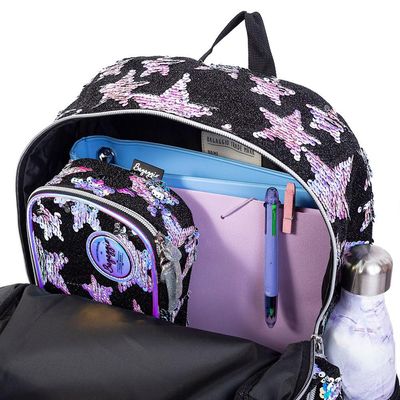Mochila Escolar Feminina Black Velvet Stars Preta U / Preto