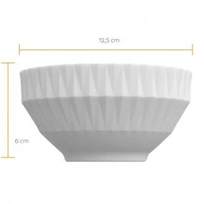 Conjunto 12 Tigelas Brancas 400ml Pequenas Porcelana Bowl Diamante 12,5cm Germer