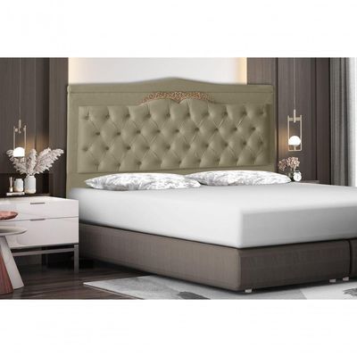 Cabeceira De Cama Box Madri Casal Queen 160 Cm Suede Bege Do Lar Móveis E Decoração