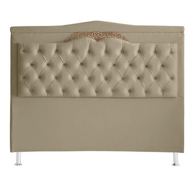 Cabeceira De Cama Box Madri Casal Queen 160 Cm Suede Bege Do Lar Móveis E Decoração