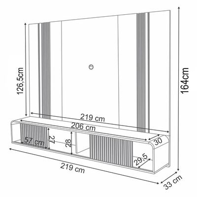 Painel Para 85 Pol Suspenso Canelado Com Led Vivaz H01 Off White-cinamomo - Mpozenato