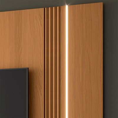 Painel Para 85 Pol Suspenso Canelado Com Led Vivaz H01 Off White-cinamomo - Mpozenato