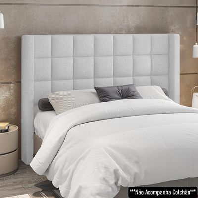 Cabeceira Cama Casal 140cm Pisa P02 Bouclé Branco - Mpozenato