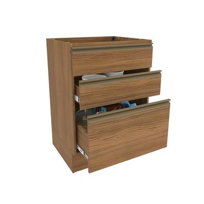 Balcão 3 Gavetas Kappesberg Celeste 100% Mdf Nogueira 60cm