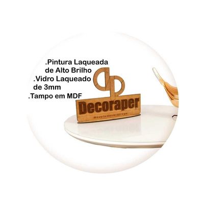Mesa Jantar Pés Palitos Tampo Redondo Vidro Laqueado 130cm Branco