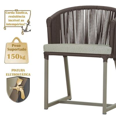 Mesa e 6 Cadeiras De Jantar Noronha Fendi E3 Trama Original Marrom