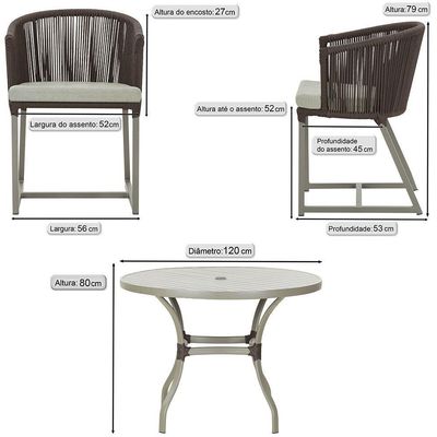 Mesa e 6 Cadeiras De Jantar Noronha Fendi E3 Trama Original Marrom