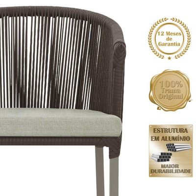 Mesa e 6 Cadeiras De Jantar Noronha Fendi E3 Trama Original Marrom