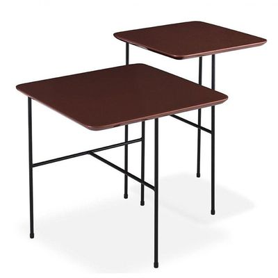 Conjunto Mesa Lateral Madeira 50x50 40x40 Preto Mobi